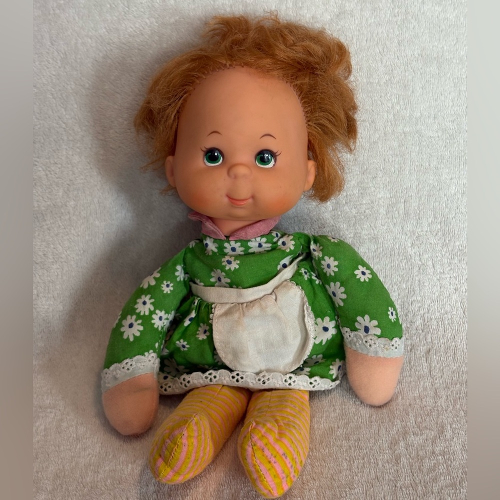 Vintage 1975 Mattel Red Hair Mama Baby Beans Cloth Doll 10”READ